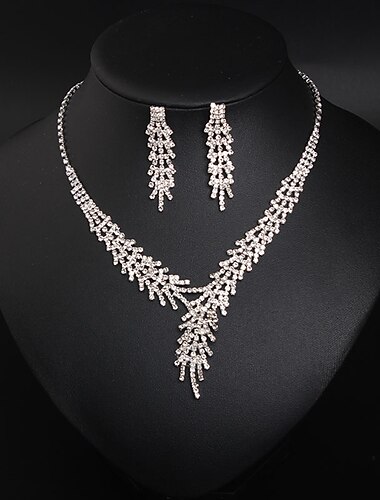  bruidssieraden sets 1 set kristal strass legering 1 ketting oorbellen vrouwen statement kleurrijk schattig fantasie bloem onregelmatige sieraden set voor feest trouwjurk om indruk te maken 2025