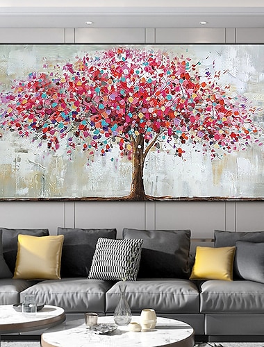  Mintura pintura al óleo hecha a mano sobre lienzo arte de la pared decoración moderna abstracta árbol rojo imagen para la decoración del hogar enrollado sin marco pintura sin estirar