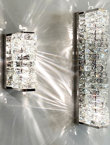  Lightinthebox aplique de pared interior led de cristal, luces de pared de acero para sala de estar, 220-240v