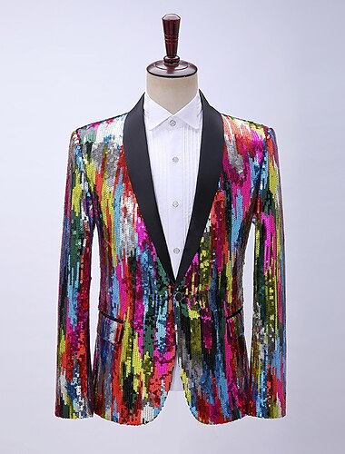  Disco Años 80 Baile de Máscaras Esmoquin Trajes Disco Lentejuelas Lentejuela Hombre Disfraz de carnaval Evento / Fiesta Despedida de Soltera Desfile del orgullo Adultos Chaqueta