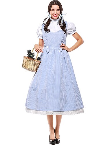  Ragazza pioniera Retrò vintage Medievale XIX secolo Abito da cocktail Abito vintage Completi Abito da prateria Per donna Costume Blu Vintage ▾ Cosplay Serata / evento Festival Manica corta / Cappelli