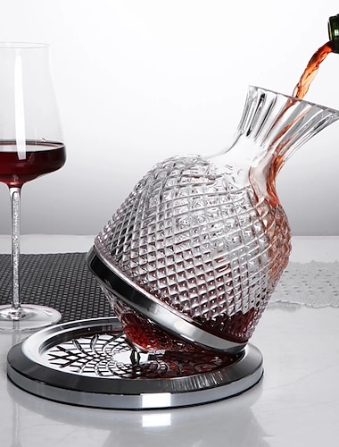  Decantador de vino giratorio de lujo, decantador de aireador de vino tinto de cristal transparente sin plomo, juego elegante para amantes del vino