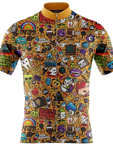  Voor heren Wielrenshirt Grafisch Grappig Korte mouw Fietsen Shirt Kleding Bovenlichaam met 3 achterzakken Bergracen Wegwielrennen Sneldrogend Reflecterende strips Achterzak Vochtregelerend Sport
