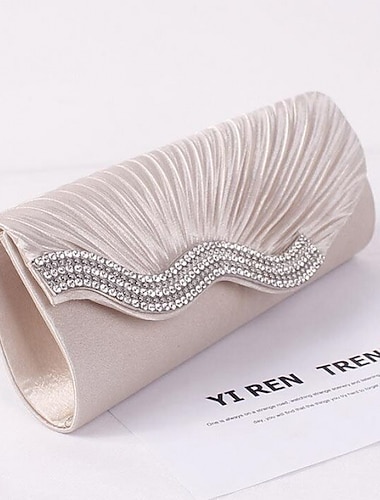  Women's Clutch Bags Polyester for Formal Evening Bridal Wedding Party with Crystal / Rhinestone in Camel Black White