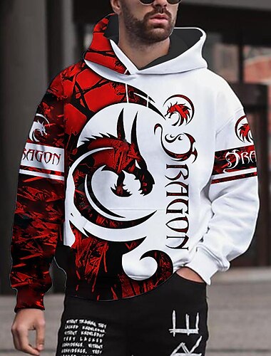  Herren Graphic Tier Hoodie Sweatshirt Kapuze Hoodies Pullover Hoodie Sweatshirt Kapuze Langarm Sweatshirt mit Kapuze Mit Kapuze Strassenmode 3D-Druck Sport & Natur Täglich Weinrot Rosa Bedruckt