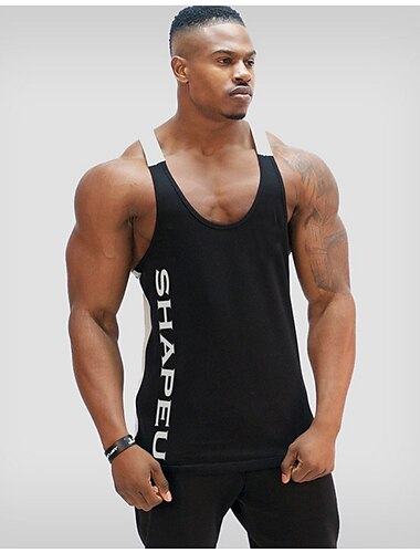  Herren Tank Top Running Sport Top Fitnesshemd Singulett Patchwork Ärmellos Weste / Fahrradweste Sportlich Sommer Baumwolle Atmungsaktiv Schnelltrocknend Feuchtigkeitsableitung Weich Laufen Aktives