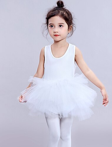  Fille Danseur Ballet Spectacle Robe Le style mignon Polyester Noir Blanche Rose Claire Robe