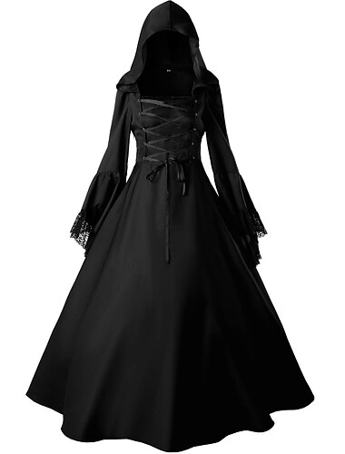  Gotisch Mittelalterlich Ballkleid Bodenlang Kleid Abschlussballkleid Ren Faire Ein Hauch Hexe Hexen Übergrössen Quastenfransen Ballkleid Quadrathals Damen Alle Keltisch königlich Walpurgisnacht