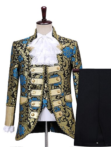 Klassisch Retro Vintage Rokoko Outfits Partykostüm Maskerade Corrina Victorian Schmale Passform Blume / Blumenmuster Ballkleid Herren Halloween Maskerade Maskerade Karneval von Venedig Erwachsene