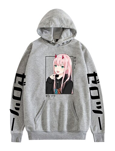  Darling in the Franxx Null Zwei 02 Kapuzenshirt Anime Zeichentrick Anime Harajuku Grafik Kawaii Für Paar Herren Damen Erwachsene Zurück zur Schule Heißprägen