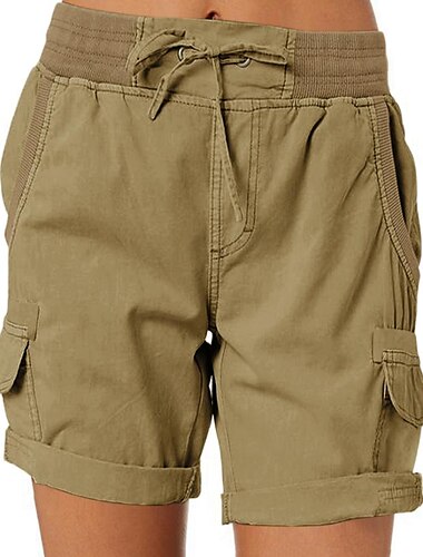  Damen Kordelzug Elastischer Bund Ripstop Atmungsaktiv Schnelltrocknend Hellblau Cachi scuro Grau Blau Kurkuma Sommer Frühling