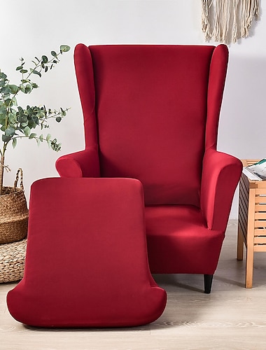  effen kleur stretch wingback stoelhoes wingstoelhoezen spandex stof bordeauxrood wingback fauteuilhoezen met elastische onderkant voor woonkamer slaapkamer decor