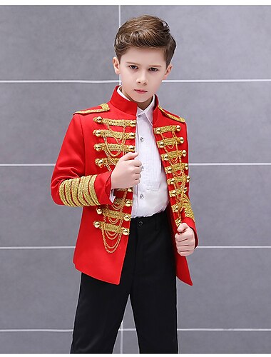  Retro Vintage Rokoko Mittelalterlich Mantel Anzughose Zirkusjacke Prinz Aristokrat Jungen Geburtstag Party / Abend Abschlussball Kinder Mantel Hose