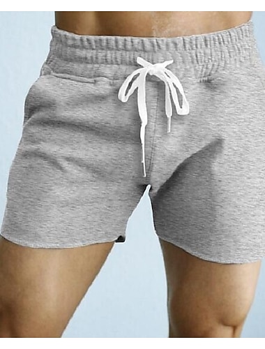  Homens calções atléticos Shorts ativos Calças Esportivas Shorts de Corrida Com Cordão Cor Sólida Exterior Esportes Curto Diário Final de semana Algodão Esportivo Delgado Preto Verde Tropa