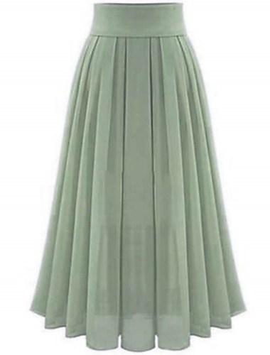  jupe femme jupes de travail jupe longue jupes maxi plissées patchwork couleur unie bureau / carrière automne / automne mousseline satin élégant basique été noir rose bleu vert