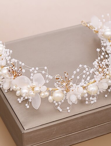  kroon tiara's hoofdbanden hoofddeksel imitatie parel strass bruiloft feest / avond retro zoet met imitatie parel kristal / strass hoofddeksel hoofddeksel jurk om indruk te maken 2025