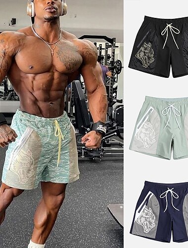  Hombre Pantalones Cortos Running Shorts de gimnasio Correa Prendas de abajo Deportivo Licra Aptitud física Entrenamiento de gimnasio Corriendo Transpirable Secado rápido Dispersor de humedad Normal