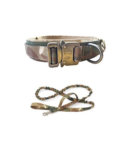  Taktisches Hundehalsband und Leine Set Taktisches Hundehalsband.Einstellbares Militär-Hochleistungs-Nylon-Hundetrainingshalsband-Leine-Set mit Steuergriff und Metallschnalle für das Training