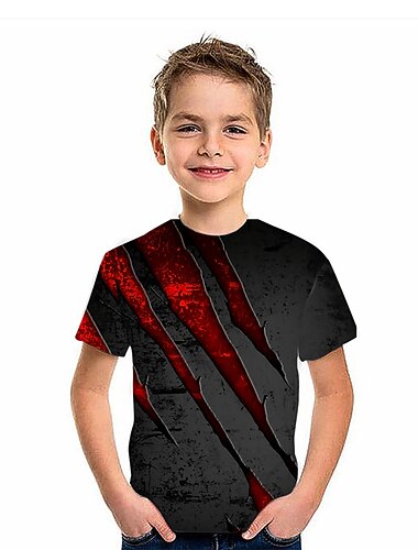  男の子 3D 3D印刷 Tシャツ 半袖 3Dプリント 夏 春 活発的 スポーツ ファッション 子供 3〜12年 アウトドア 日常 屋内 レギュラー