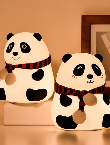  led χαριτωμένο κινούμενα σχέδια σιλικόνης panda νυχτερινό φως usb φόρτισης αισθητήρα αφής πολύχρωμο φως κρεβατοκάμαρας νυχτερινό φωτιστικό κομοδίνο διακόσμηση παιδικού δωματίου για παιδιά δώρα