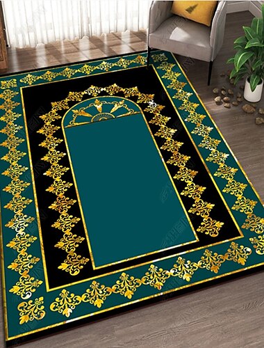  muslimischer gebetsteppich dick, islamische, weiche samtmatte ramadan eid geschenk, mit einzigartiger dekoration für frauen, mann, kinder, meditation, türkisch, afrikanisch