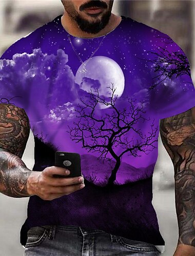  Herre Grafisk Galakse T-shirt Kortærmet T-shirt 3D-udskrivning Rund hals Skjorte Sport Designer Klassisk Daglig Sport Weekend Sort Marineblå Blå Sommer Tøj S M L XL XXL 3XL 4XL