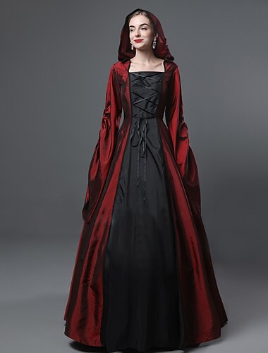  Gotisch Middeleeuws Baljurk  Tot de grond Jurken Gala jurk Ren Faire Julia Heks HEKSEN Grote maten Kwastje Baljurk Vierkante hals Dames Allemaal Keltisch Koninklijk Walpurgisnacht Halloween Carnaval