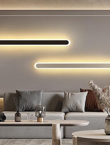  lightinthebox minimalista hosszú fali lámpa, 40cm/60cm modern led háttér fali lámpa nappali hálószoba éjjeliszekrény, alumínium beltéri fali lámpa világító lámpa