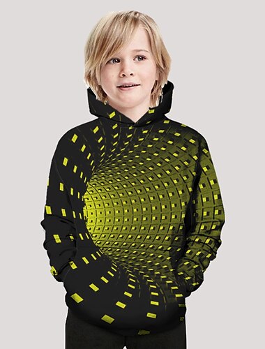  Jungen 3D Geometrisch Kapuzenshirt Langarm 3D-Druck Frühling Winter Aktiv Basic kinderkleidung Baby Täglich