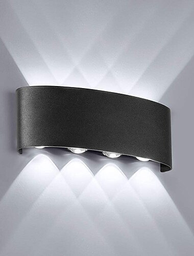  Applique murale extérieure à led étanche ip65 8w éclairage haut et bas intérieur applique murale incurvée à double tête lampe de chambre moderne ac85-265v