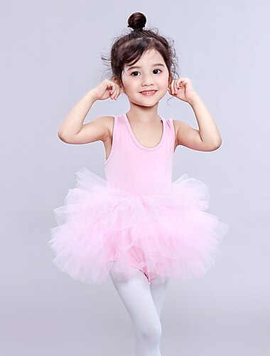 Mädchen Tänzer Ballett Aufführung Kleid Kuschelig Polyester Schwarz Weiß Rosa Kleid