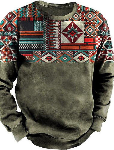 Herren Grafik-Drucke Sweatshirt Pullover Zur Seite fahren Langarm Sweatshirt Rundhalsausschnitt Vintage Designer Basic 3D-Druck Sport & Natur Casual Täglich Herbst Frühling & Herbst