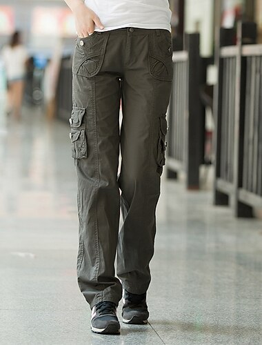  Damen Cargohosen Wanderhose Wanderhosen Taktische Hosen Militär Sommer Außen Ripstop Atmungsaktiv Rasche Trocknung Leicht Hosen / Regenhose Unten Armeegrau Grün Baumwolle Klettern Camping / Wandern