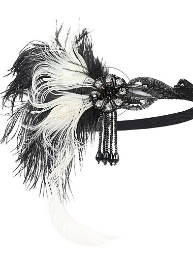  Vintage Goldene Zwanziger 1920er Federn Stirnband Kopfschmuck Der große Gatsby Charleston Hochzeitsgast Feder Damen Party Abschlussball Hochzeitsfeier Erwachsene Kopfbedeckung Ganzjahres