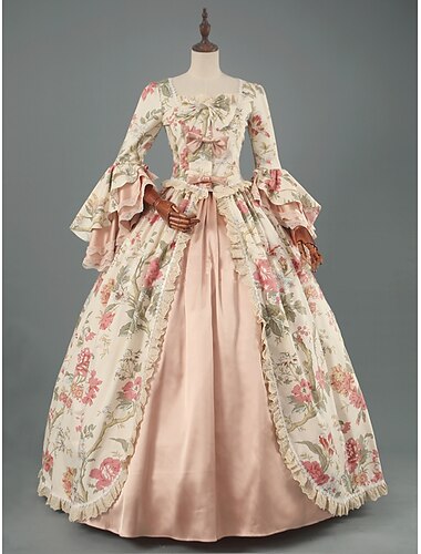  Rococo Baroque Victorienne Longueur au sol Robe Robe de Bal Manches Evasées Princesse Mariée Robe de bal Halloween Carnaval Mascarade Performance Mariage Carnaval de Venise Robe