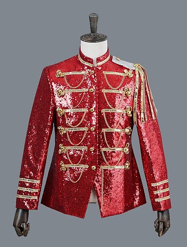  Retro Vintage Rokoko Mittelalterlich Maskerade Anzüge & Blazer Blazer mit Reverskragen Prinz Aristokrat Pailletten Pailletten Herren Halloween Karneval Maskerade Party-Abendmode Abschlussball