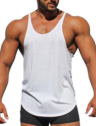  Hombre Camiseta sin mangas Top Camisa sin mangas Sin Mangas Cuello redondo Verano Plano Moda Ropa de calle Ejercicio Deporte Ropa Deportiva Gimnasia Negro Blanco Amarillo Camiseta superior para hombre