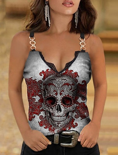  Γυναικεία Κάμισο Μαγιώ Για Έξοδο Τοπ Μαύρο Κρασί Κόκκινο Κεφαλή Λουλούδι Δαντελένιες Επικαλύψεις Εκτύπωση Αμάνικο Διακοπές Σαββατοκύριακο Καθημερινό V Λαιμό Κανονικό Λουλούδι S