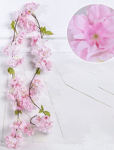  Sakura-Rattan-Simulationsblume, Seidenblumenform, Hochzeitsdekoration, Dekoration für Zuhause, künstliche Blumen für Hochzeit, Bogen, Garten, Wand, Zuhause, Party, Hotel, Büro, Dekoration
