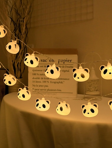  LED panda fée guirlandes lumineuses 1.5 m/4.92ft 10 led batterie ou usb alimenté noël chambre chambre vacances décoration dessin animé panda lanterne