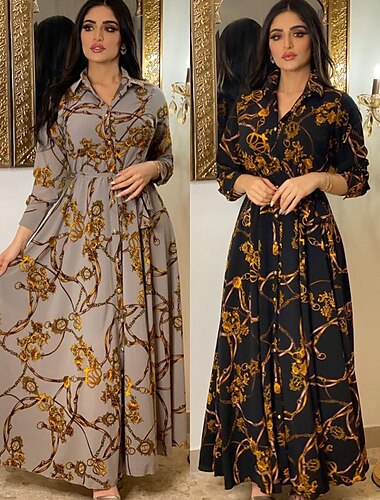  Per donna Abito arabo Abito caftano Cosplay Abaya arabo musulmano Ramadan Pop art Adulto Abito Feste, Halloween