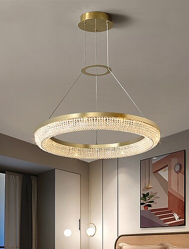  Araña de 60 cm anillo colgante luz led acero inoxidable galvanizado 220-240v