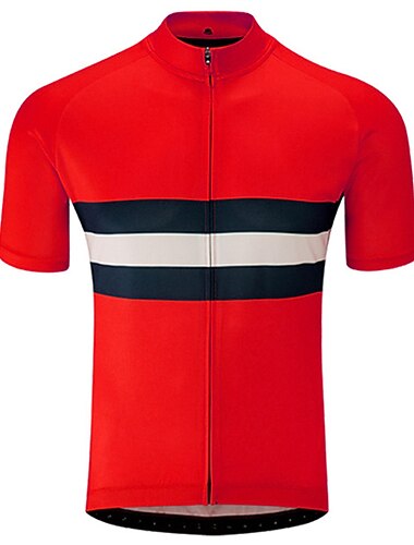  Homme Maillot de cyclisme Couleur Unie Rayures À Motifs Manche Courte Cyclisme Maillot Top avec 3 poches arrière VTT Vélo tout terrain Cyclisme sur route Résistant aux UV Séchage Rapide Bandes