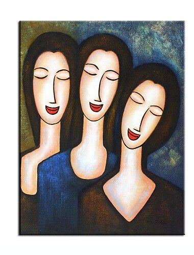  اللوحة الزيتية اليدوية رسمت باليد جدار الفن شخصيات حديثة ثلاث نساء مجردة هدية ديكور المنزل ديكور إطار ممتد جاهز للتعليق