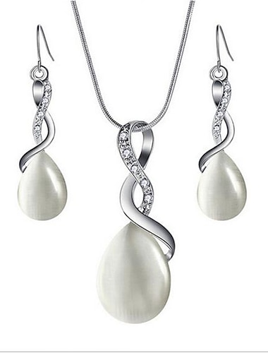  1 juego de joyas Aretes colgantes para mujeres regalo de fiesta de cristal diario de aleación plateada colgante de briolette infinito vestido para impresionar