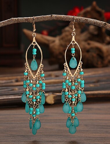  Femme Boucle d'Oreille Pendantes Géométrique Goutte Bohème à la mode simple Des boucles d'oreilles Bijoux Beige / Blanc / Bleu roi / Arc-en-ciel Pour Soirée Vacances 1 paire