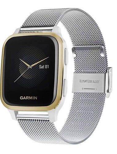  Ver Banda para Garmin Forerunner 55 245 645 Music Venu 2 Plus / Sq / Sq Música Vivomove 3 HR Luxe Style Sport Enfoque S42 / S40 / S12 Acero Inoxidable Reemplazo Correa Cierre rápido de 20 mm Correa