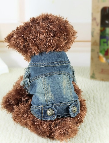  Hund Kappor Jeansjackor Jakke Väst Cowboy Utomhus Hundkläder for Mops Bichon Frisé Chihuahua Small
