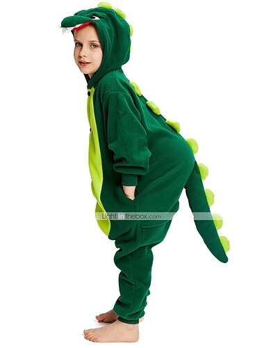  Kid's Kigurumi Pajamas Dinosaur Animal Patchwork Onesie Pajamas Pajamas Polar Fleece Cosplay For Boys and Girls Christmas Animal Sleepwear Cartoon