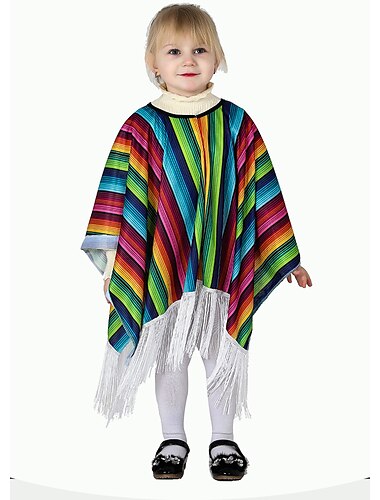  Mexikaner Maskerade Serape Poncho-Kostüm Kinder Jungen Cosplay Cinco de Mayo Unabhängigkeitstag von Mexiko Tag der Toten Karneval Maskerade Fest / Feiertage Polyester / Baumwolle Grün / Rote / Blau